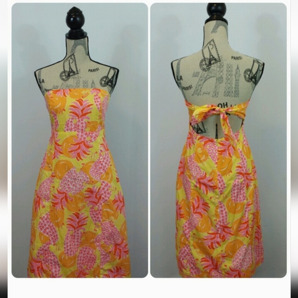 Lilly Pulitzer 6 Sun Dress orange yellow pink